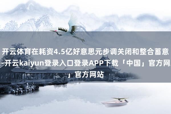开云体育在耗资4.5亿好意思元步调关闭和整合蓄意中-开云kaiyun登录入口登录APP下载「中国」官方网站