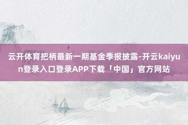 云开体育把柄最新一期基金季报披露-开云kaiyun登录入口登录APP下载「中国」官方网站